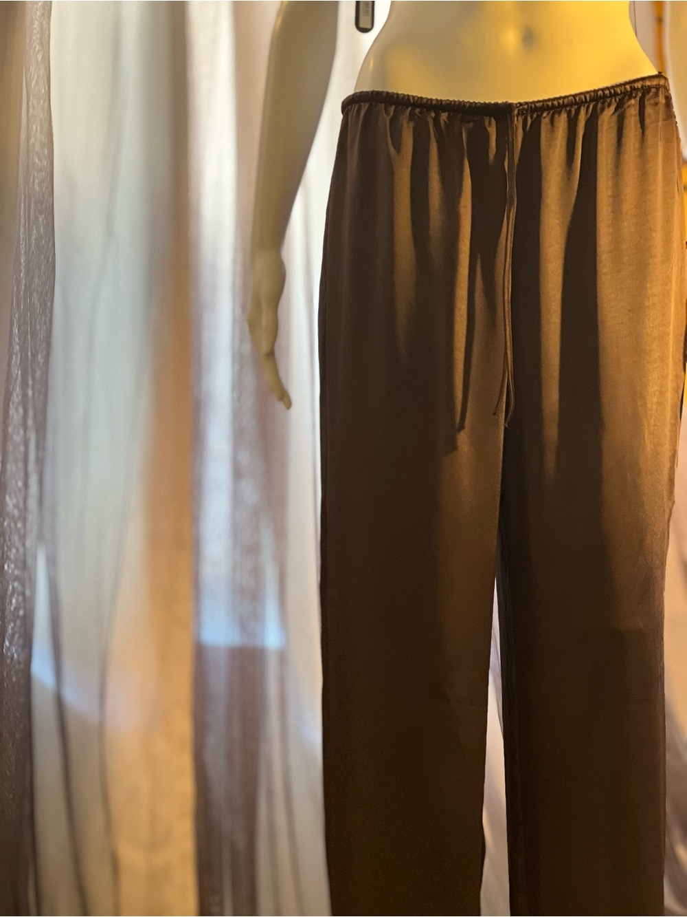 SKIMS Lightweight Satin Pull-On Pant | Espresso Brown | Size S | NWT
